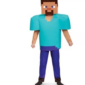 Men’s Steve Minecraft Pixelated Adventure Costume - Blue and Tan